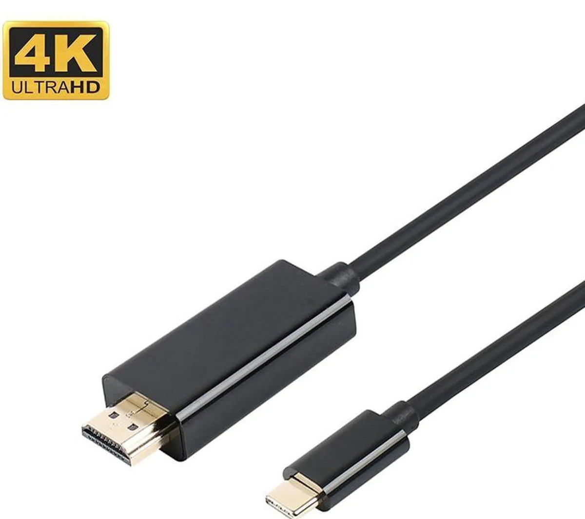 Black USB-C to HDMI cable six feet long