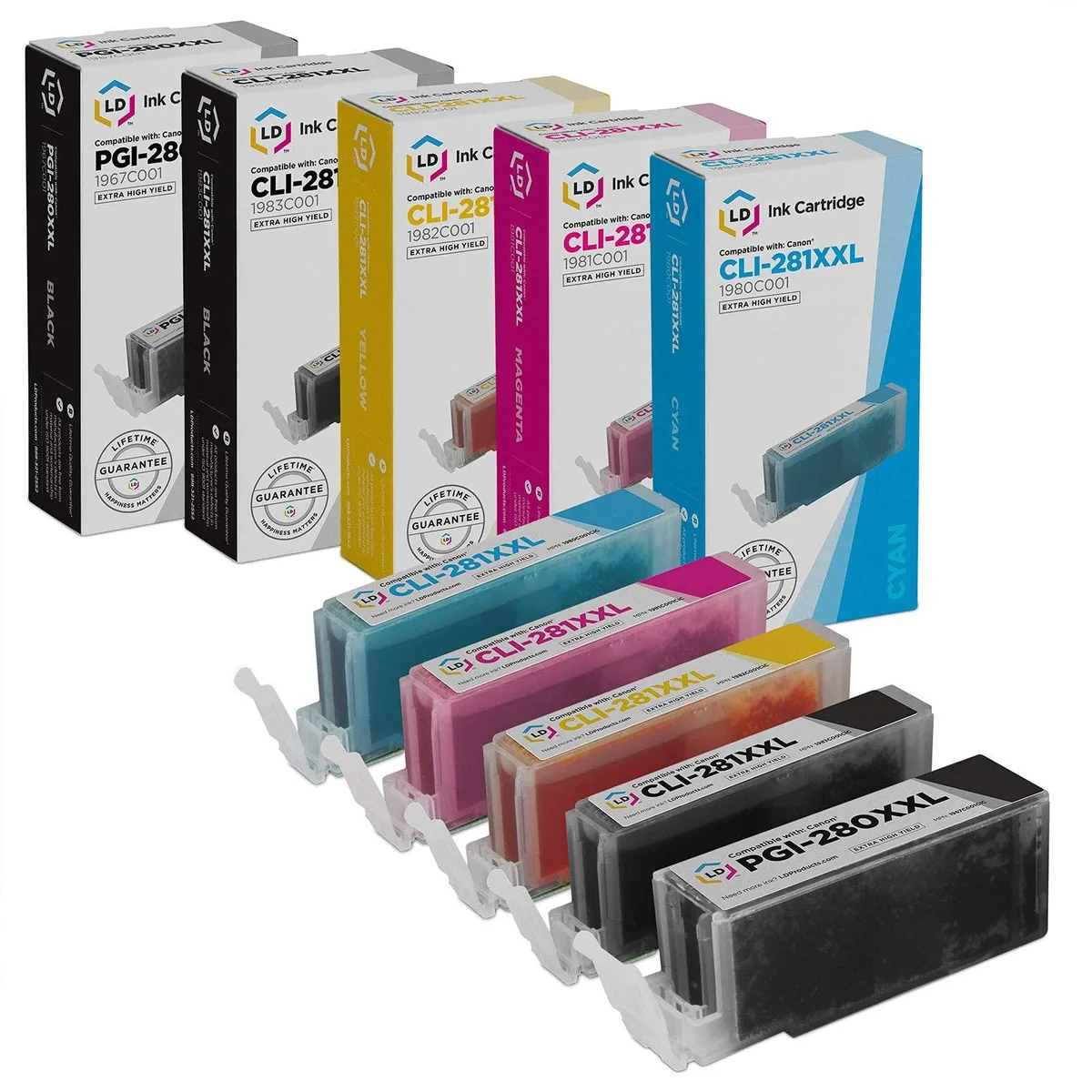 LD Products LD Products Compatible Ink Cartridges for Canon PGI-280XXL CLI-281XXL 5-Pack 715 Pages — product photo