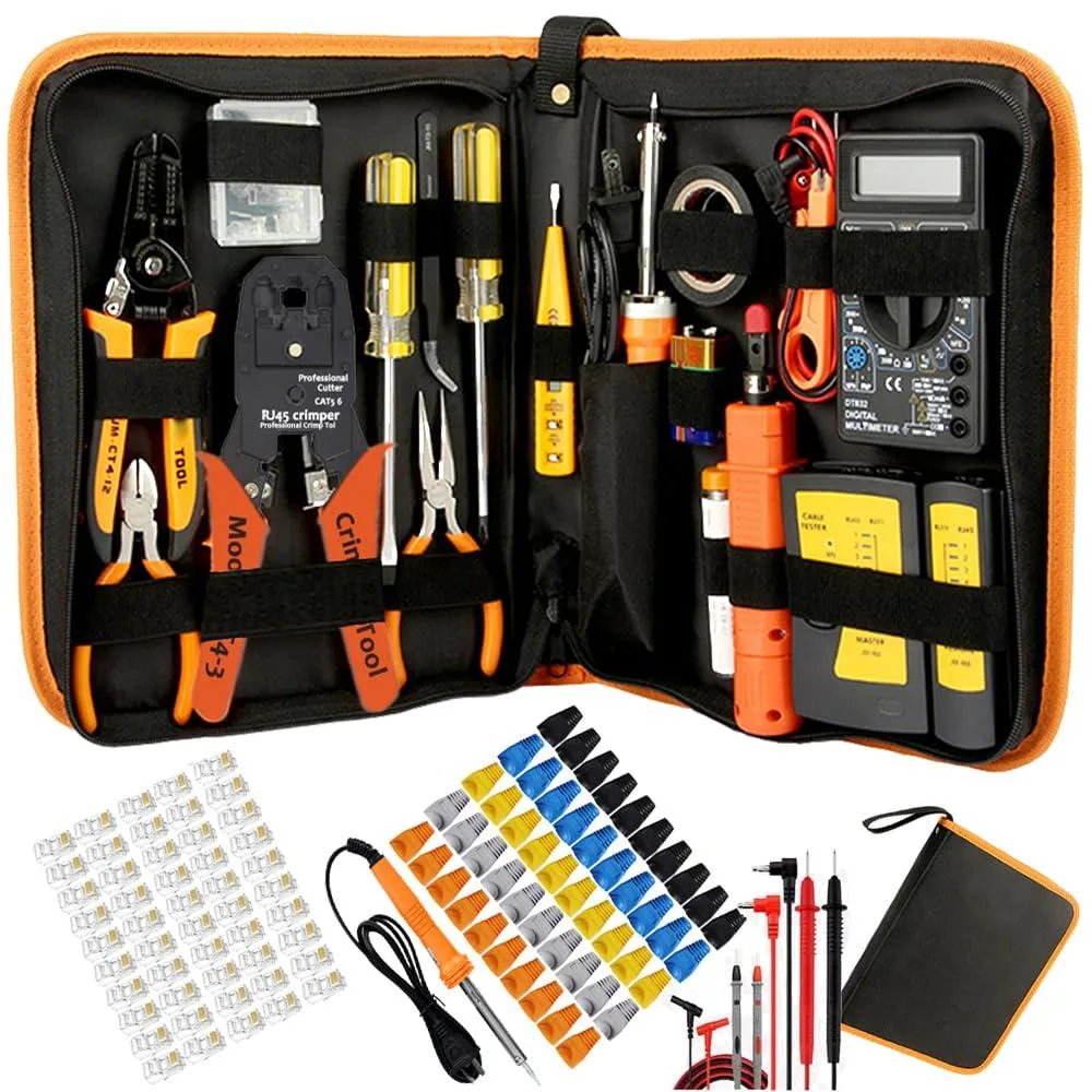  Zebra TUR13 Crimper Kit RJ45 CAT5 CAT6 50PCS Connectors Orange — product photo