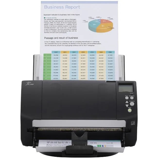 Fujitsu fi-7160 colour sheetfed scanner, compact rectangular form, matte grey finish