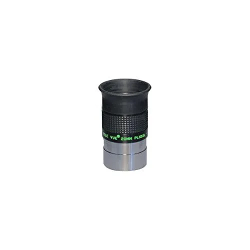 Silver 1.25 inch barrel eyepiece with black rubber grip and green lens coatings