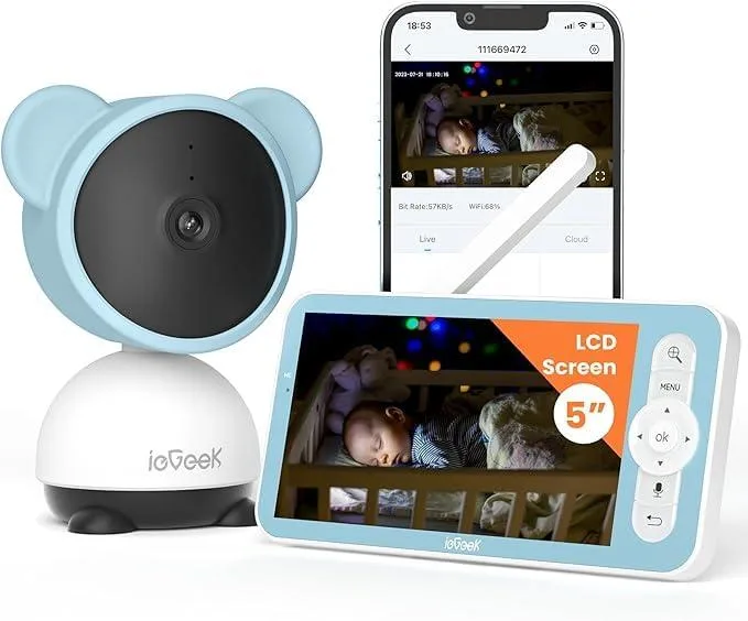 ieGeek ieGeek Baby 7S network camera, 5" 720P screen, 1080P camera, 3000mAh, Blue — product photo