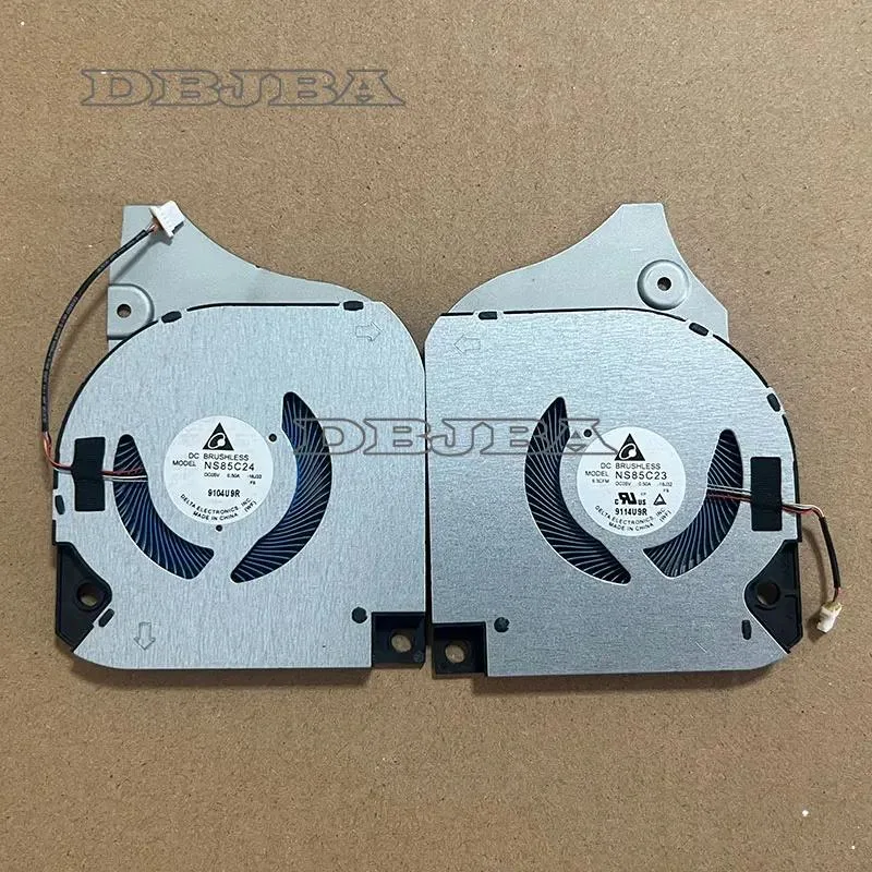Two black laptop cooling fans with plastic frames and visible blades