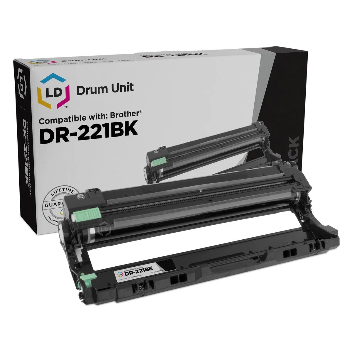 Black drum unit cartridge with green roller and side gear
