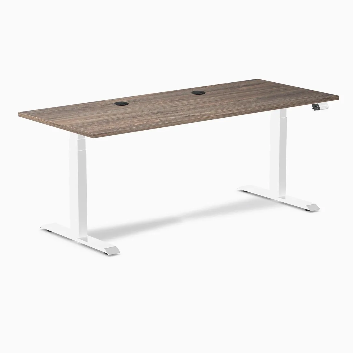 Desky Desky Dual Laminate Sit Stand Desk Natural Walnut 70.9 x 29.5 in White — product photo