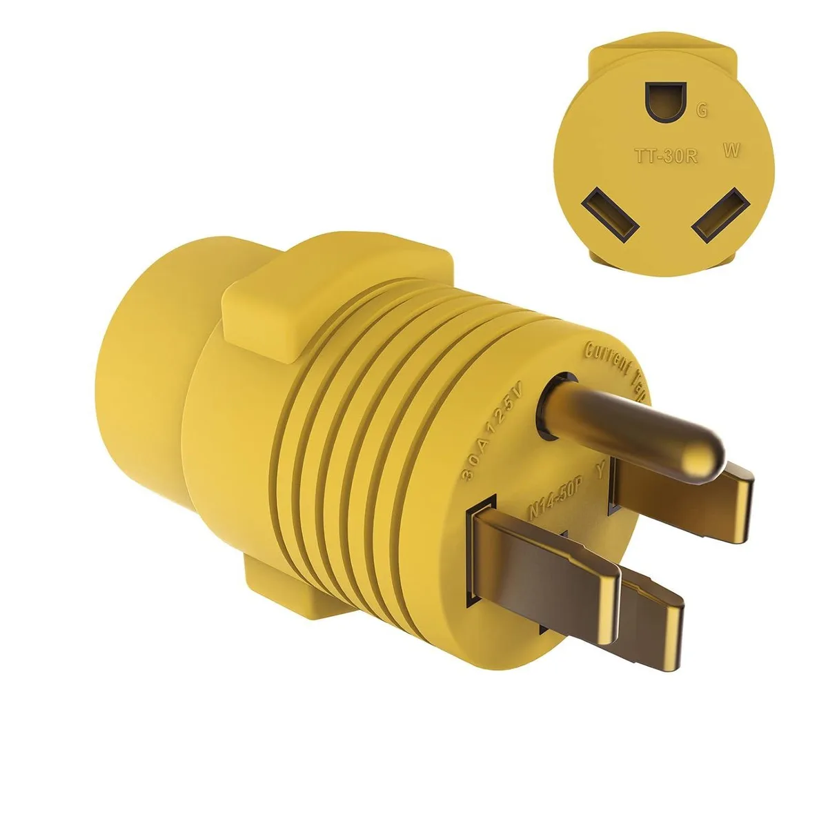 HUBRV HUBRV 50 Amp 14-50P to 30 Amp TT-30R straight blade plug — product photo