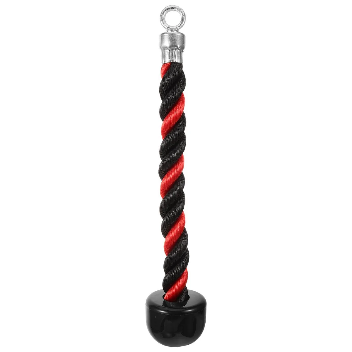 Black nylon tricep rope with TPR end caps, 13 inches long
