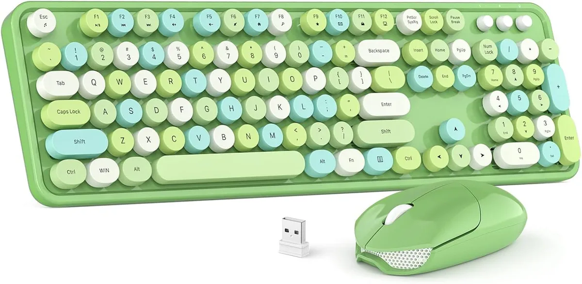usbroway usbroway Wireless Gaming Keyboard and Mouse Combo Green Colorful — product photo