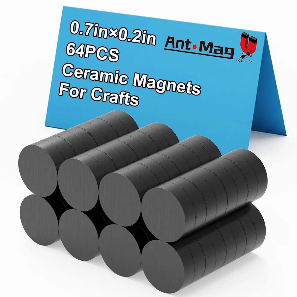  Avery Ant Mag Ceramic Magnets 64pcs Black D0.7in H0.12in — product photo