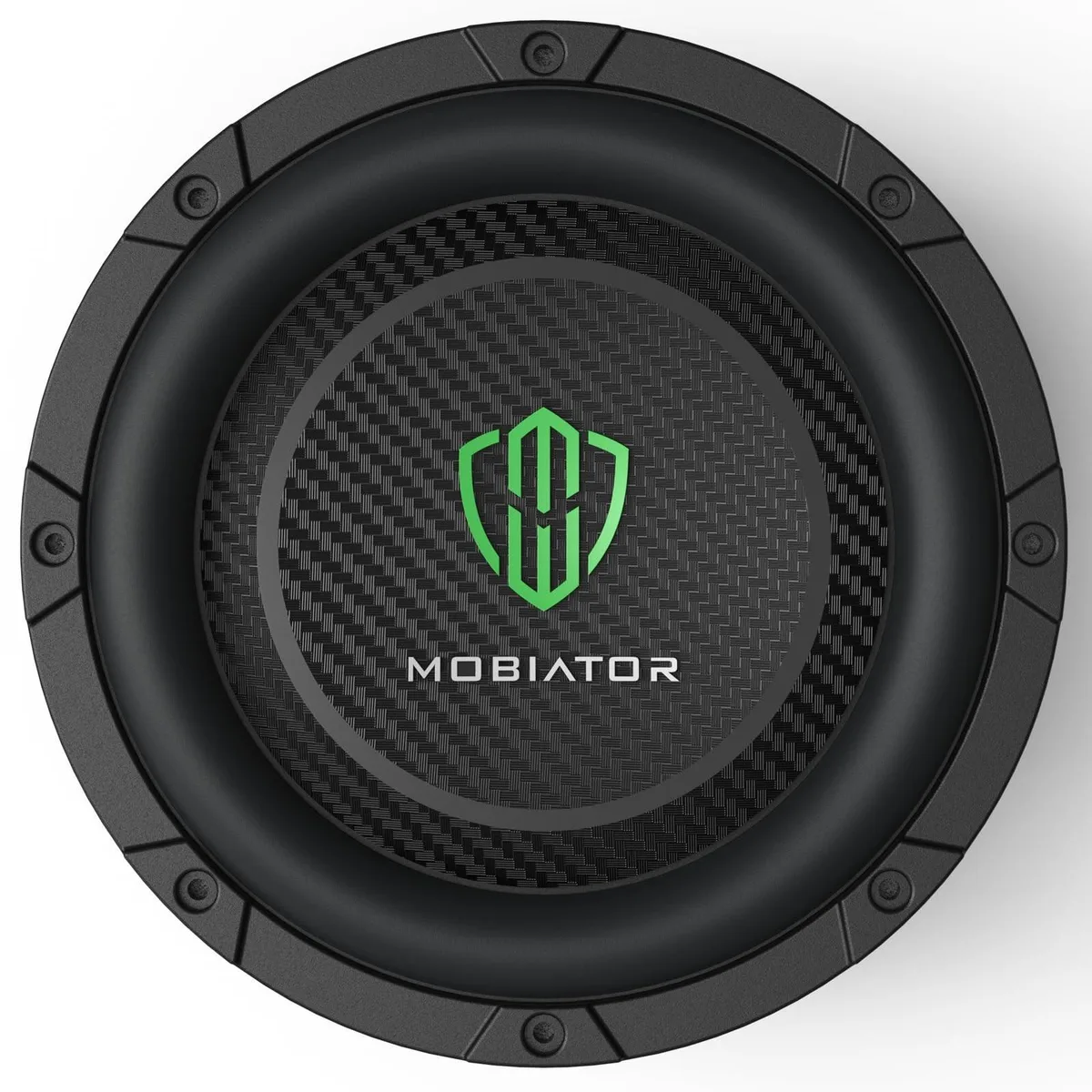 Shallow 8 inch car subwoofer with pressed paper cone and rubber surround