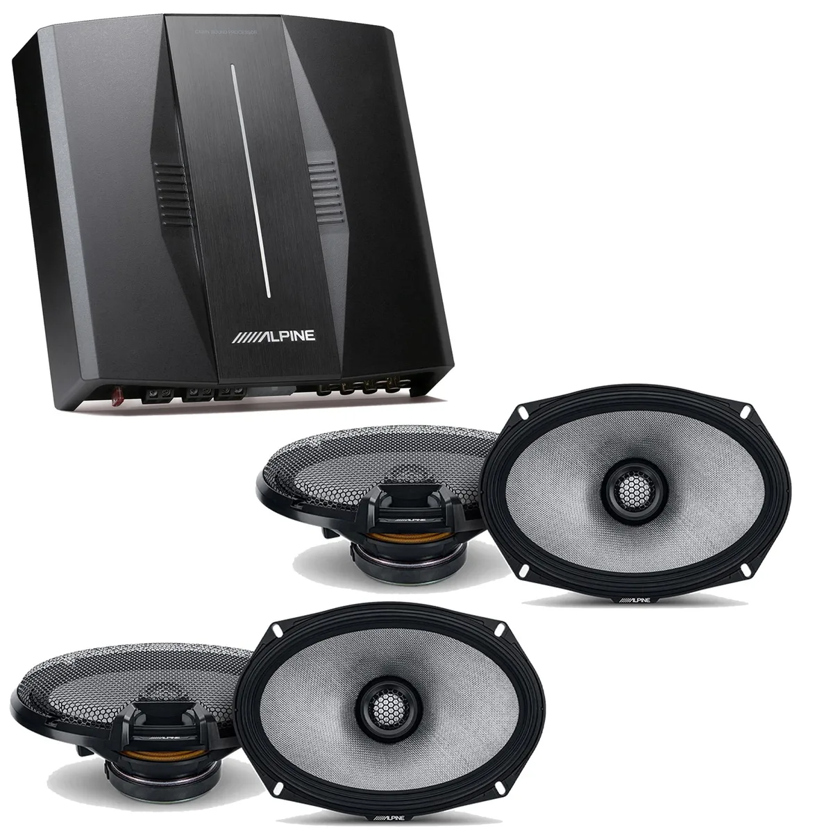 Alpine Alpine PXE-C80-88 OPTIM8 8-Channel Amplifier with 2x R2-S69 6x9" Speakers — product photo