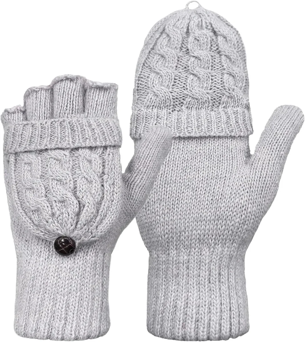 Tanvia Tanvia Convertible Flip-Top Mittens Light Gray — product photo