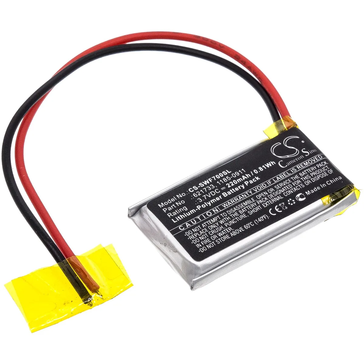 Cameron &amp; Co Cameron &amp; Co DS-CS-SWF700SL Battery 3.7V 220mAh Black — product photo