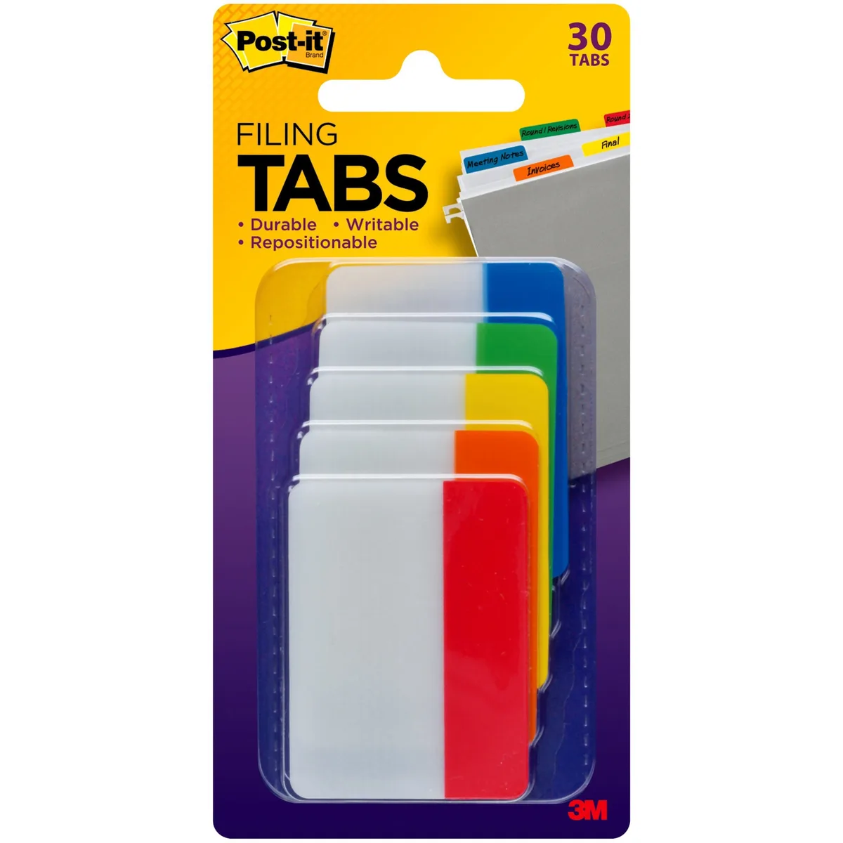 3M 3M 686ROYGB Post-it Flags 2" Wide 6 Tabs per Pad 5 Pads per Pack Assorted Colors — product photo