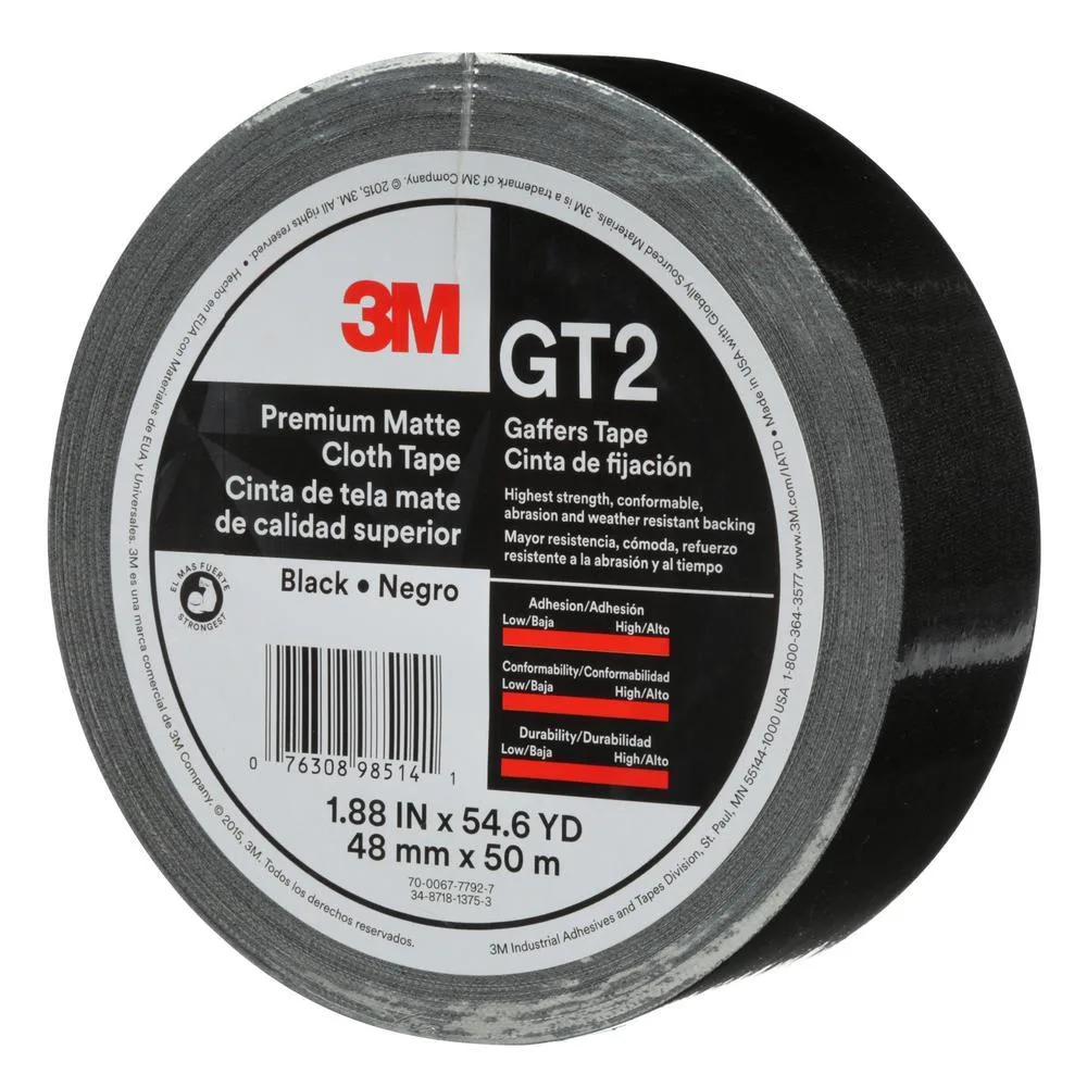 3M 3M GT2/BLK255-1ROLL Tape 48mm x 50m 11 mil Black — product photo
