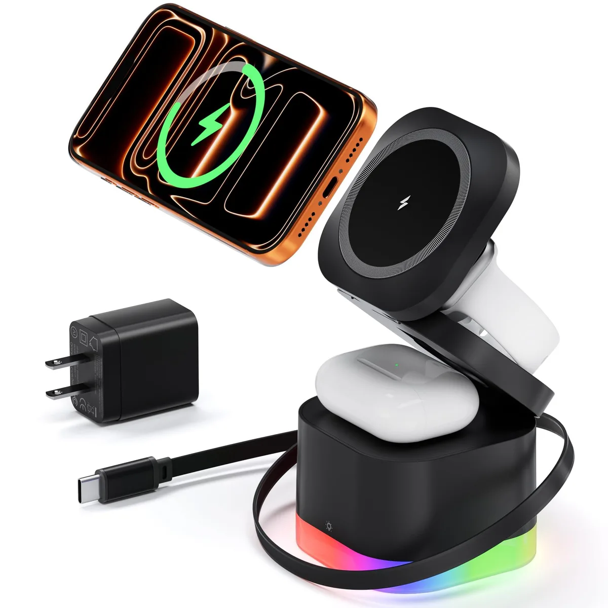  RichBird Z1 5-in-1 Magnetic Wireless Charger Stand Black — product photo