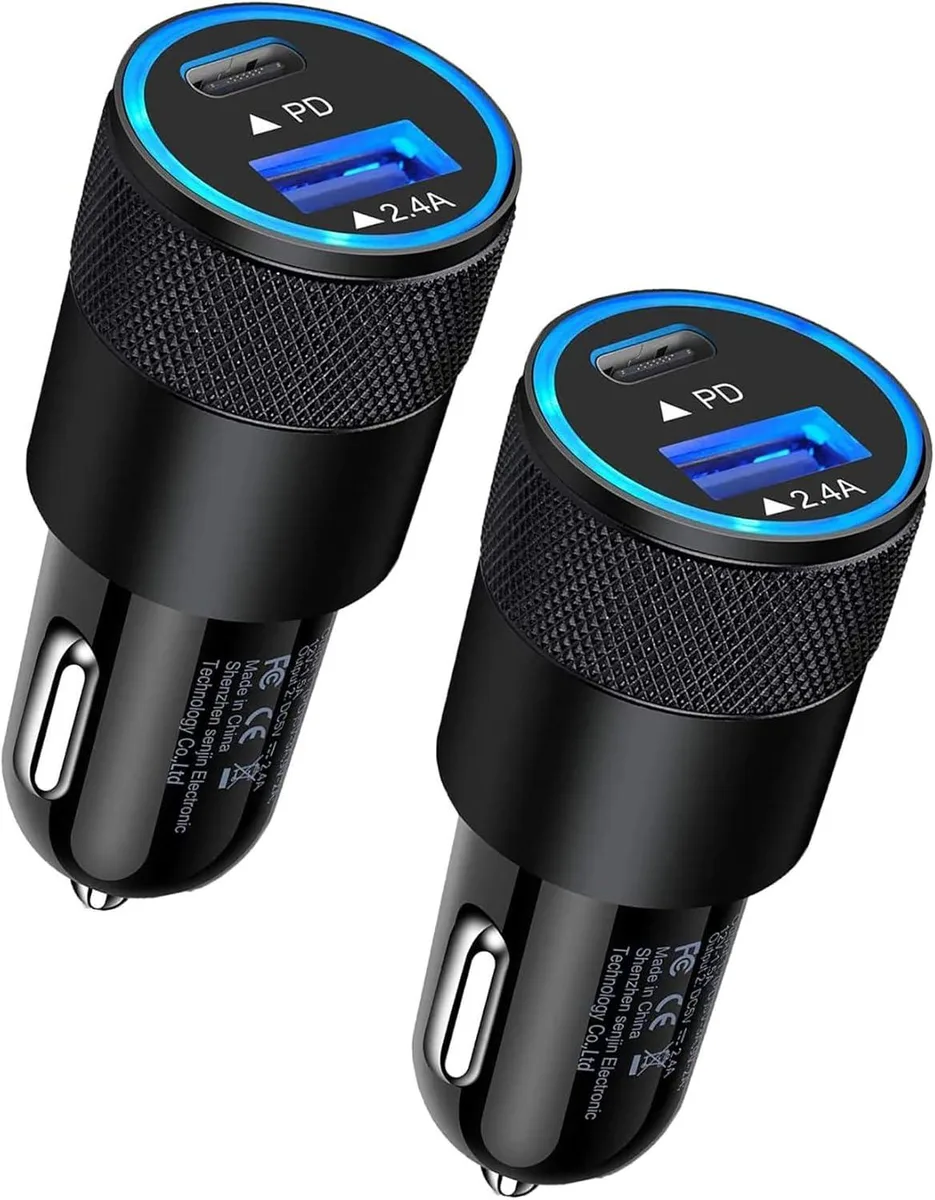 PISKEKAT PISKEKAT 30W USB C Car Charger 2Pack PD 3.0 Dual Port USB C 2.4A USB A — product photo