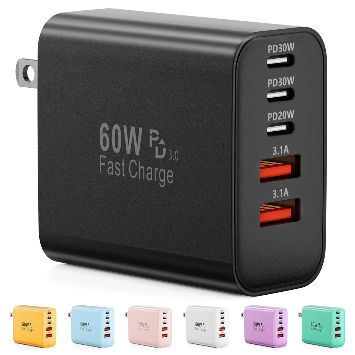  Karhood XHD-PD60W3C2A 60W 5-Port USB Charger Black — product photo