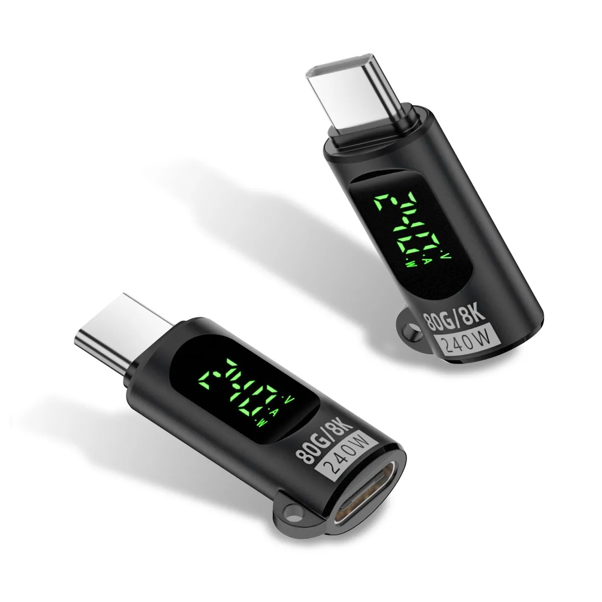 BUCIER BUCIER USB C Adapter with Digital Display 80Gbps Thunderbolt 4 240W 8K@60Hz Black 2-Pack — product photo