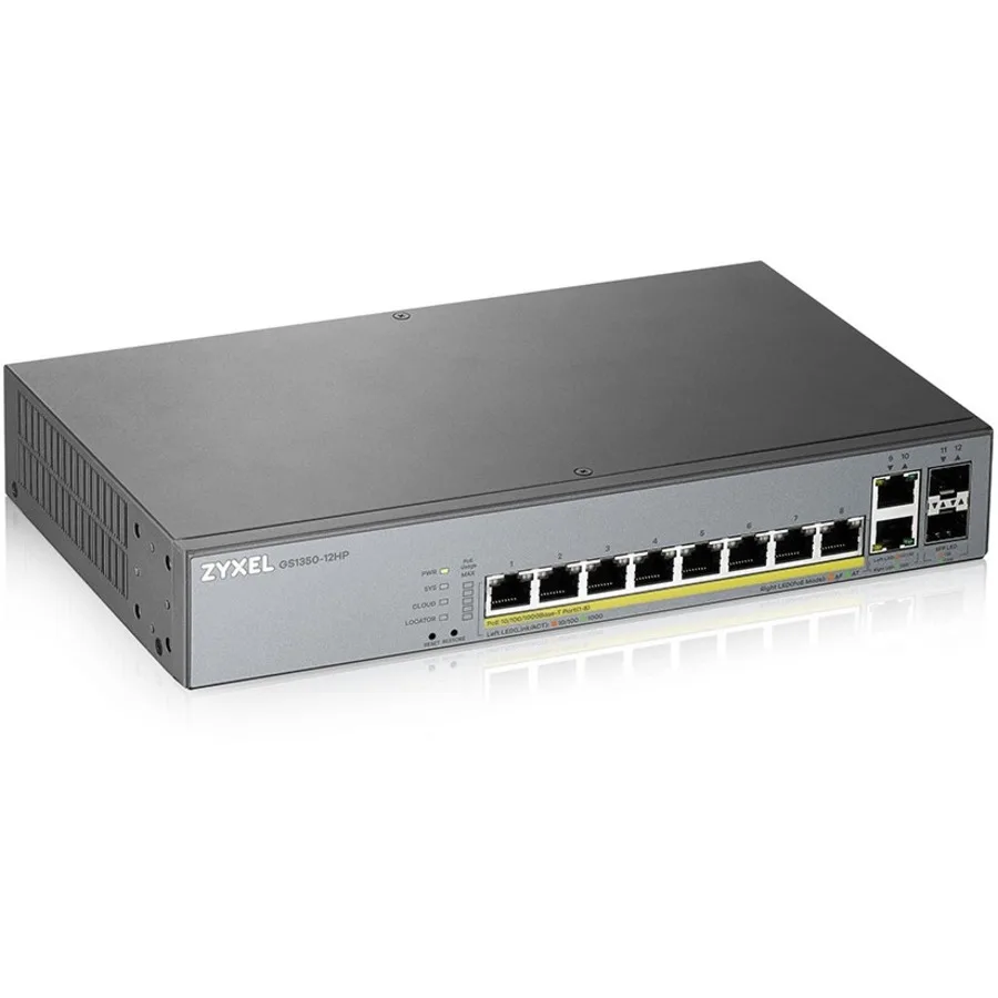 ZyXEL ZyXEL GS1350-12HP 8-port Gigabit smart managed PoE+ network switch, 130W, 2 SFP — product photo