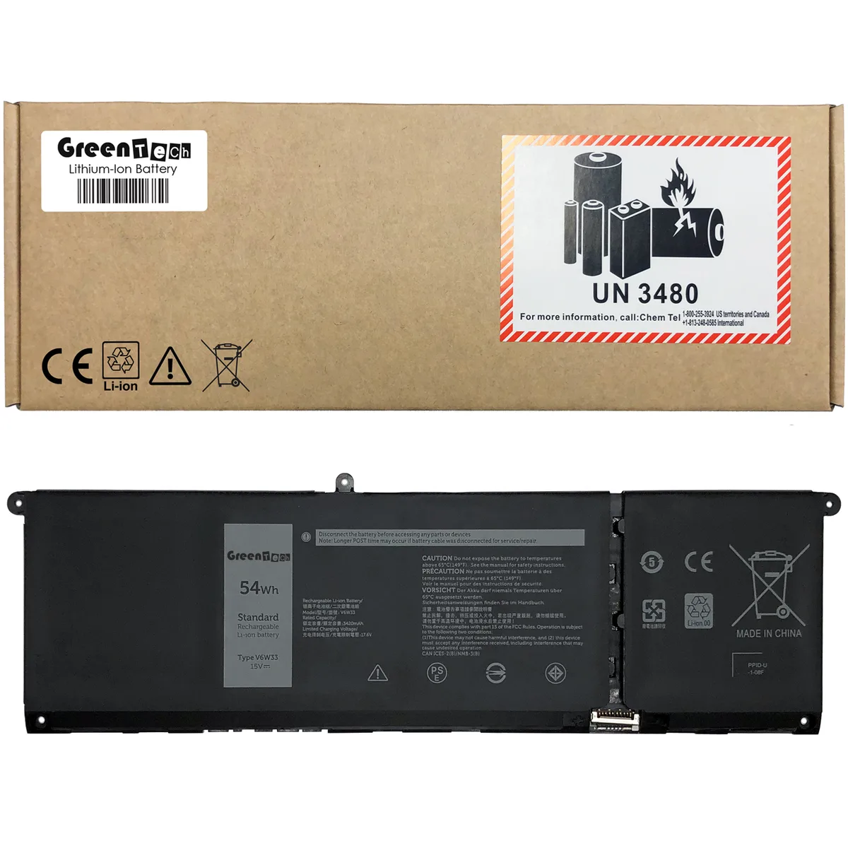 NShi NShi V6W33 laptop battery 15V 54WHR 4 cell black — product photo