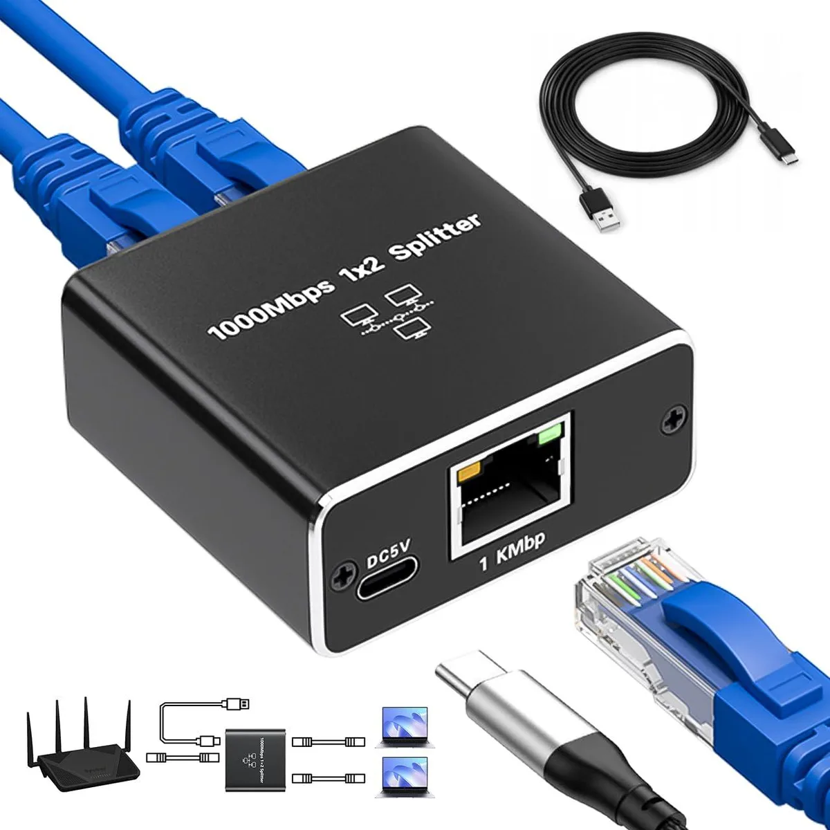  Vision H40 Ethernet Splitter 1 to 2 1000 Mbps — product photo
