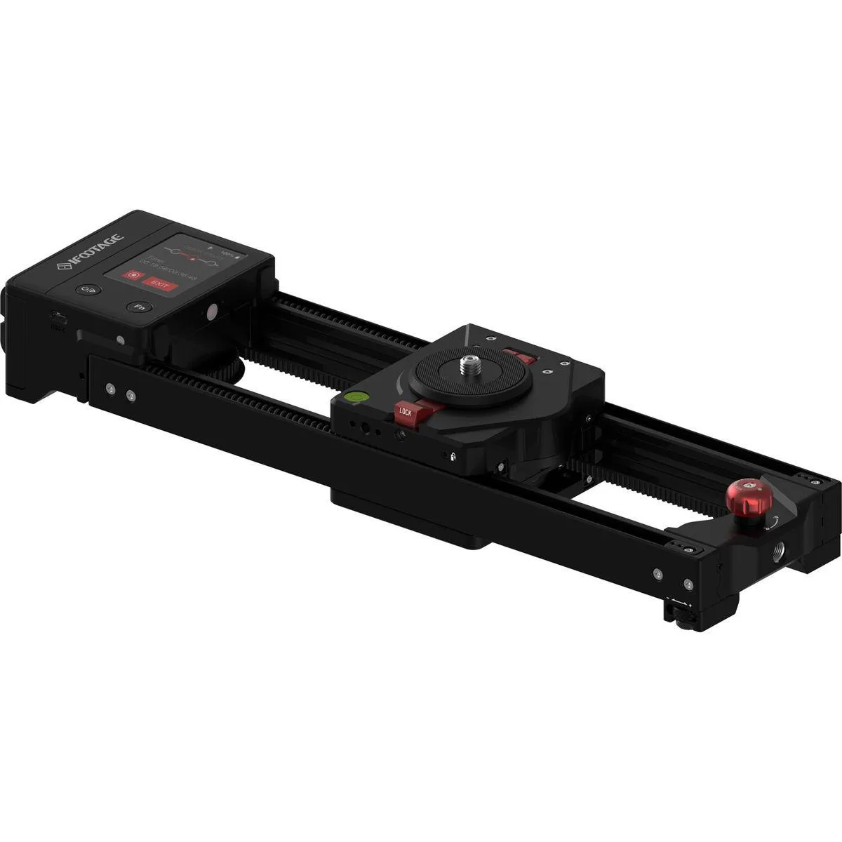Motorized camera slider with pan tilt head on aluminum rail
