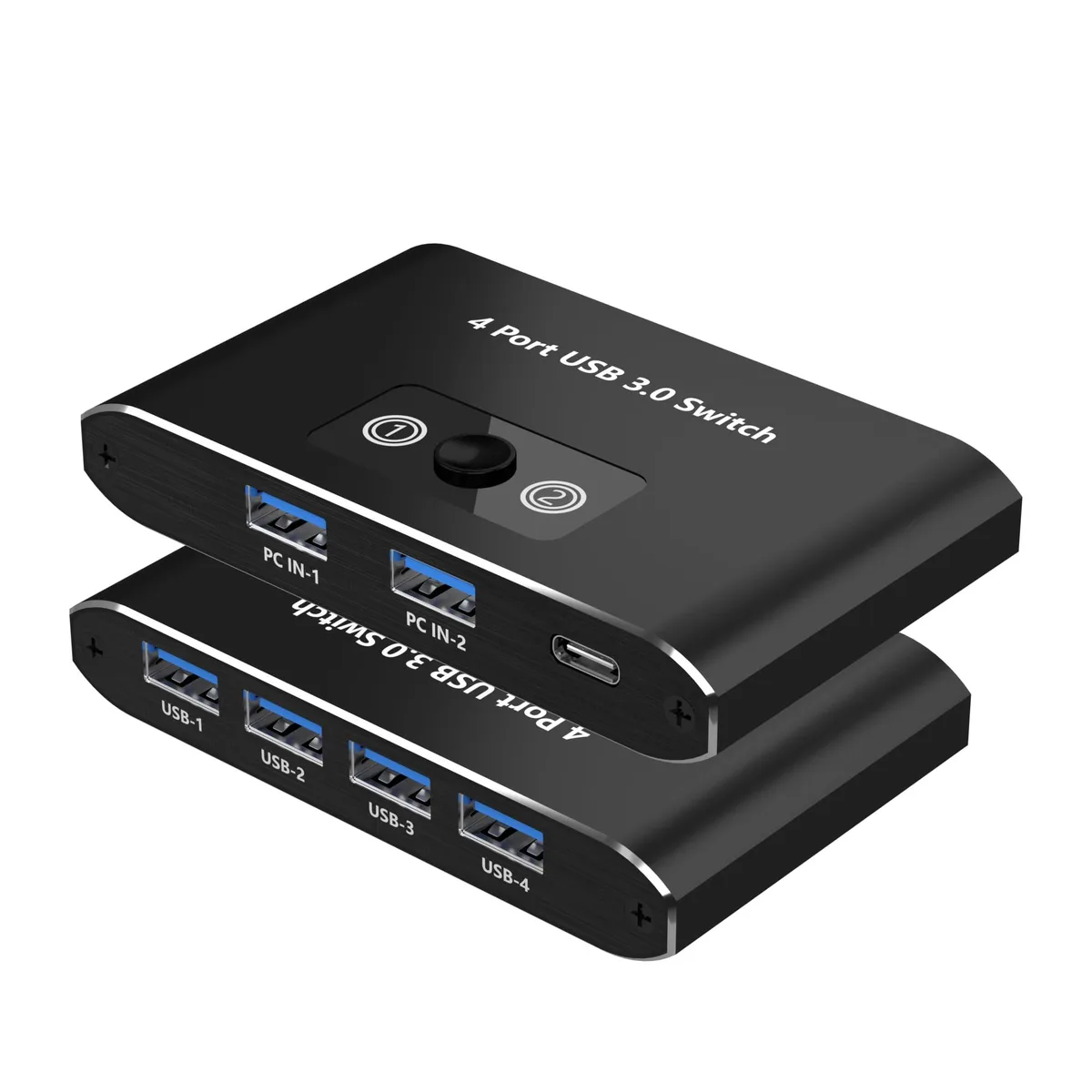 BUCIER BUCIER HA-413 USB 3.0 Switch 2 PCs 4 Ports Aluminum — product photo