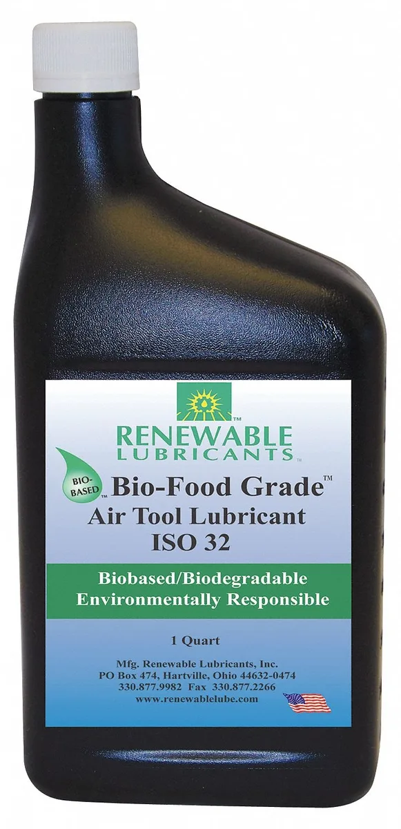 Yellow 32 oz bottle of ISO 176 air tool lubricant