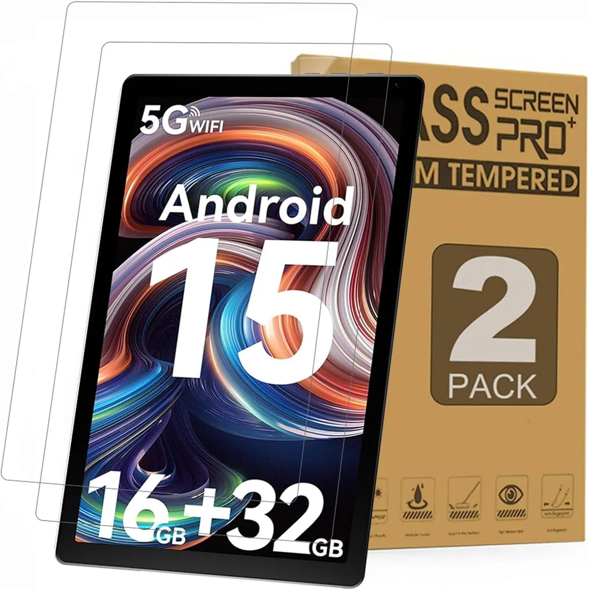 Leelbox Leelbox 2 Pack Screen Protector 10 Inch Tempered Glass .3 mm for Evermyth Tablet KB1001 KB1004 KB1001L KB1004L — product photo