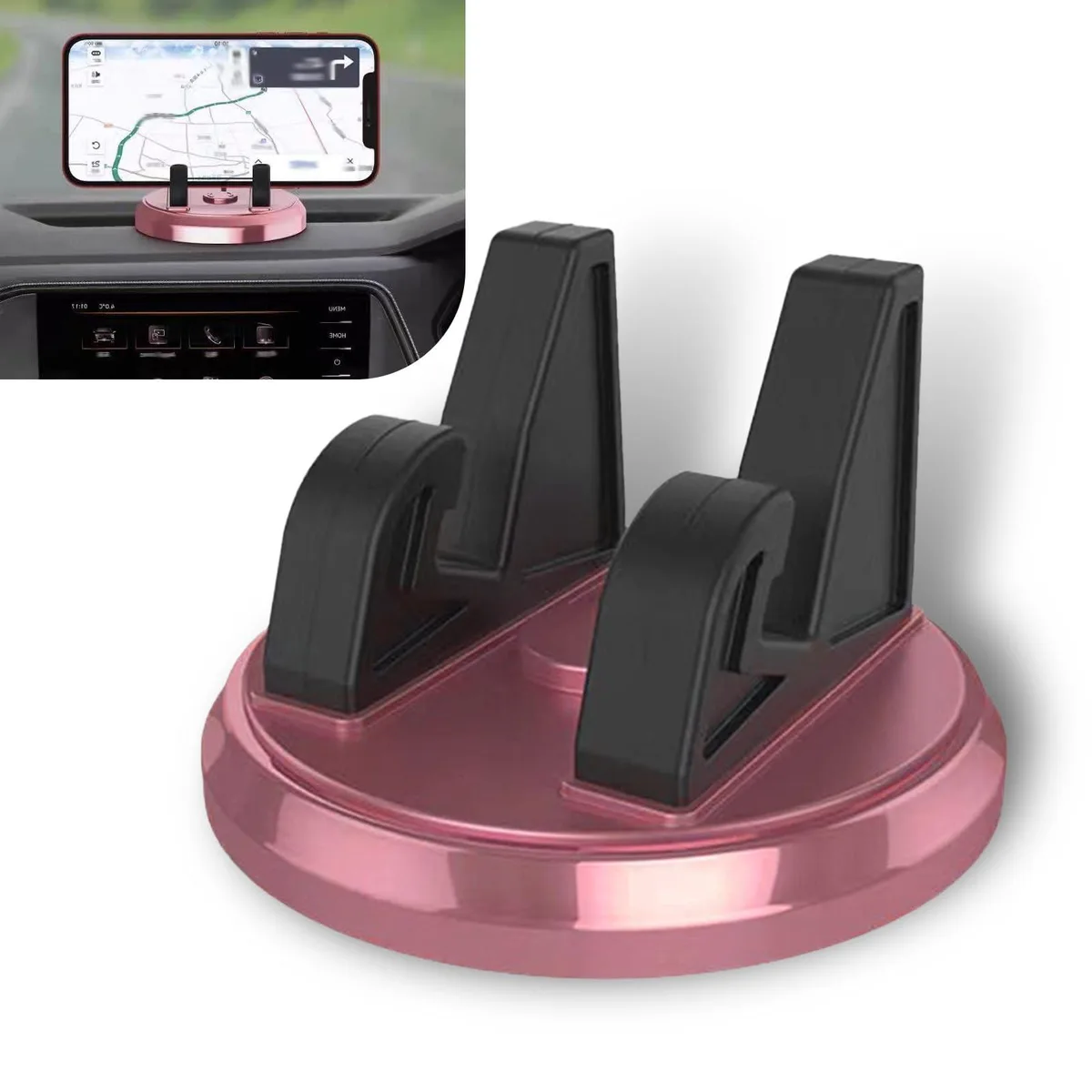 SOEWIOU SOEWIOU GETSJZJ2400PK-1PC Phone Mount Pink &amp; Black 360° Rotatable Dashboard 1.69" x 2.83 — product photo