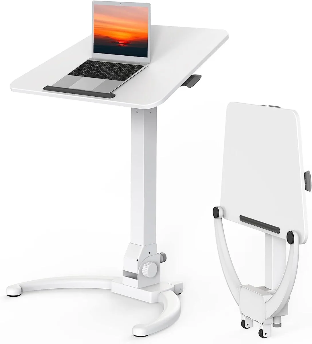 BFKK BFKK Foldable Mobile Standing Desk White 28.7x19.6in 29.9-44.9in 90° Tilt 22lbs — product photo
