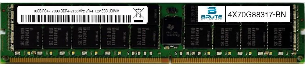 Brute Networks Brute Networks 16GB DDR4-2133 ECC UDIMM 2Rx8 1.2V CL15 4X70G88317-BN — product photo