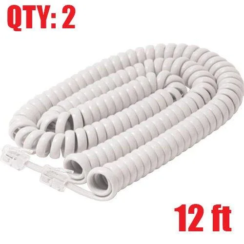 iMBAPrice iMBAPrice (2 Pack) White RJ22 Coiled Handset Cord 3-12 Feet — product photo
