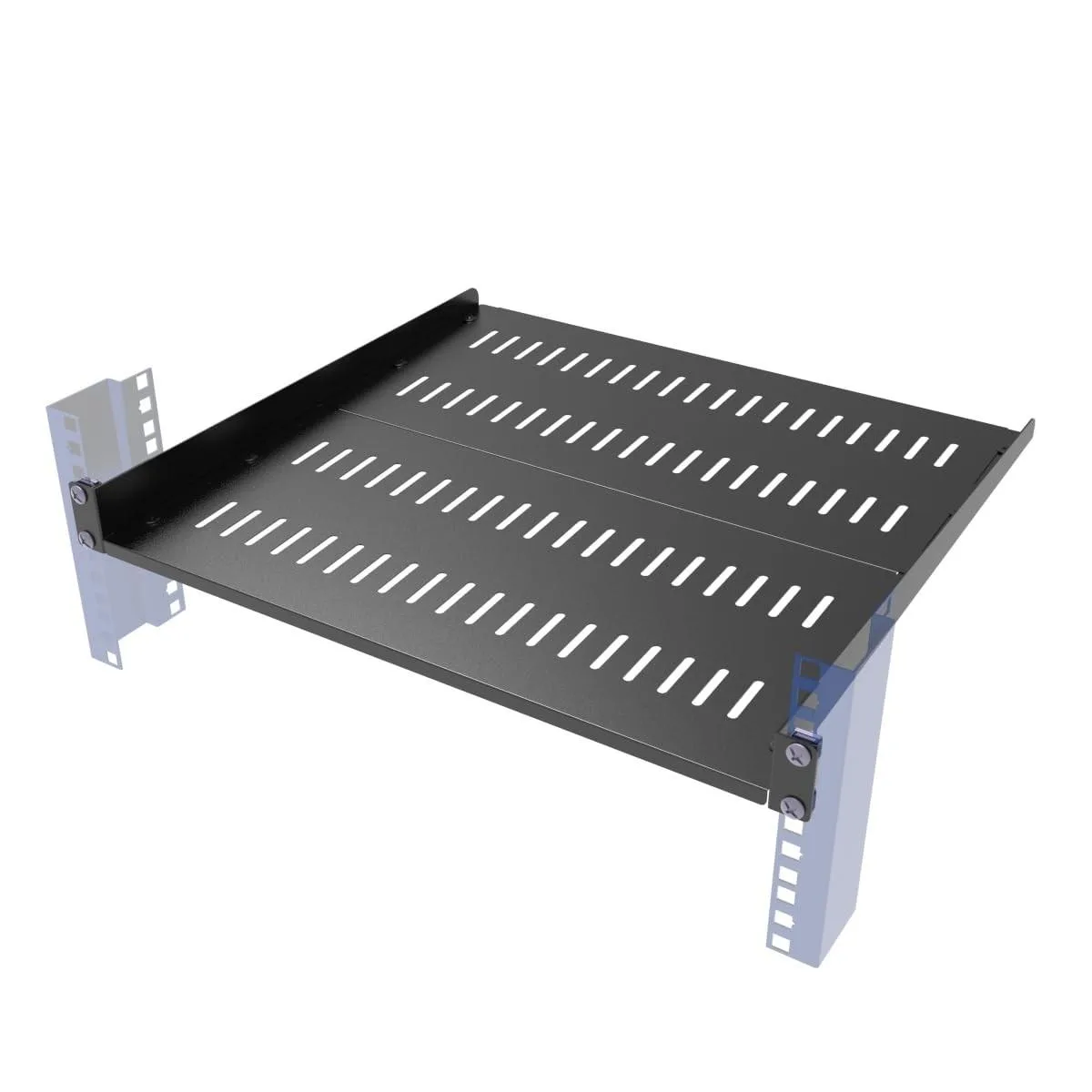 Bipra Bipra 1U Vented Rack Shelf Adjustable 16-20 in Black 2 in 1 accessory — product photo