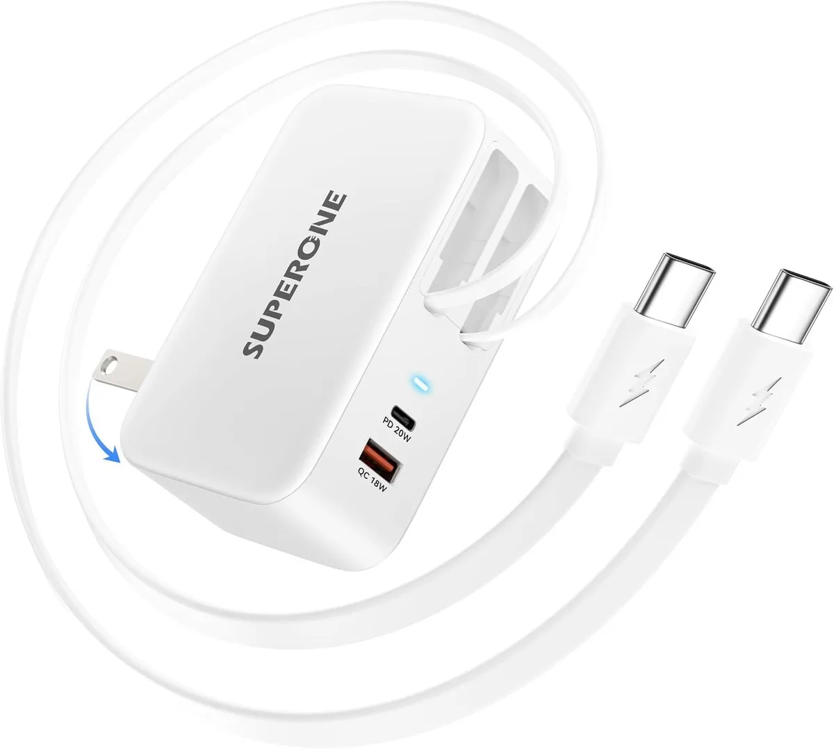 ONITOON ONITOON 4-in-1 Retractable Wall Charger 78W Dual USB-C Cables — product photo
