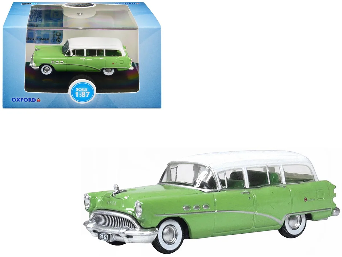 Oxford Diecast Oxford Diecast 1954 Buick Century Estate Wagon Willow Green White 1/87 HO Scale Diecast Car — product photo