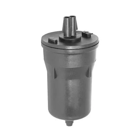 Silver cylindrical air suspension compressor dryer with two outlet ports