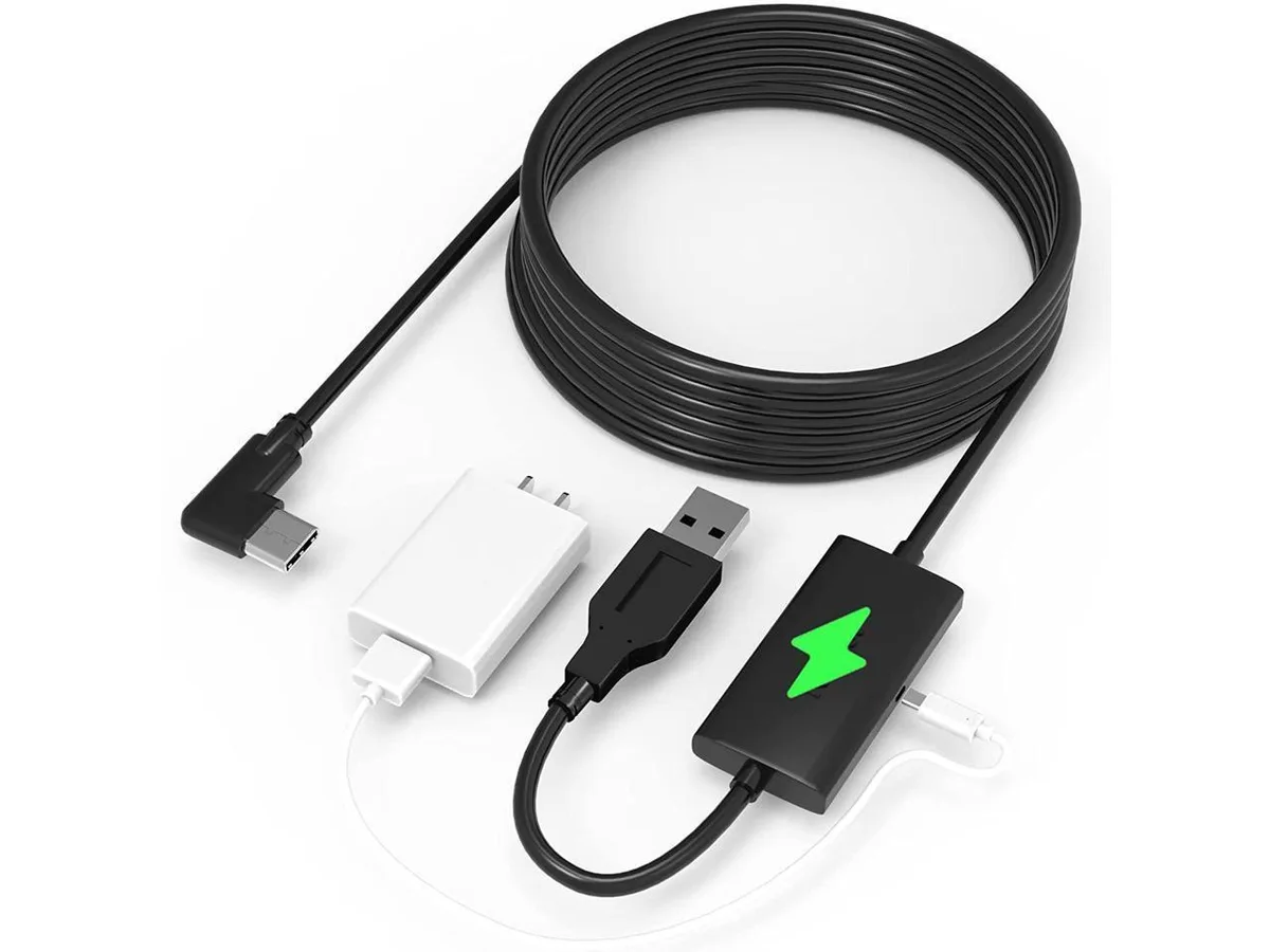 BUCIER BUCIER Link Cable USB 3.0 Type A to C 16ft with Separate Charging Port Black — product photo