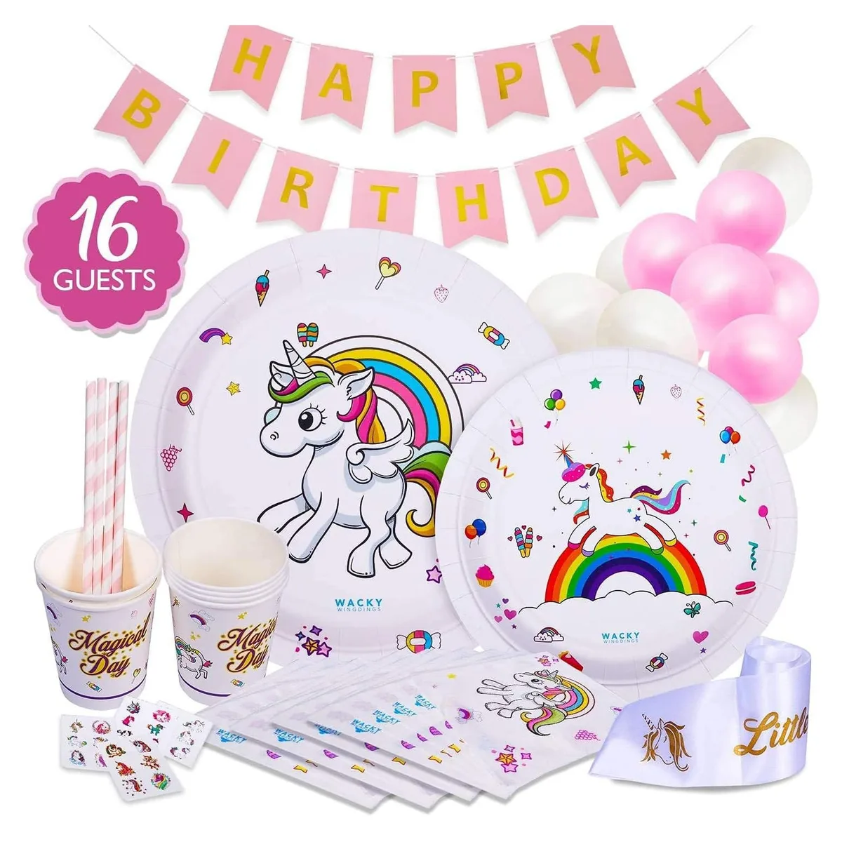 Altatac Altatac 116 Pc Unicorn Birthday Party Supplies Set for 16 Guests — product photo