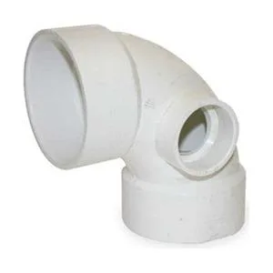 White PVC 90-degree side inlet elbow trap with three socket hubs