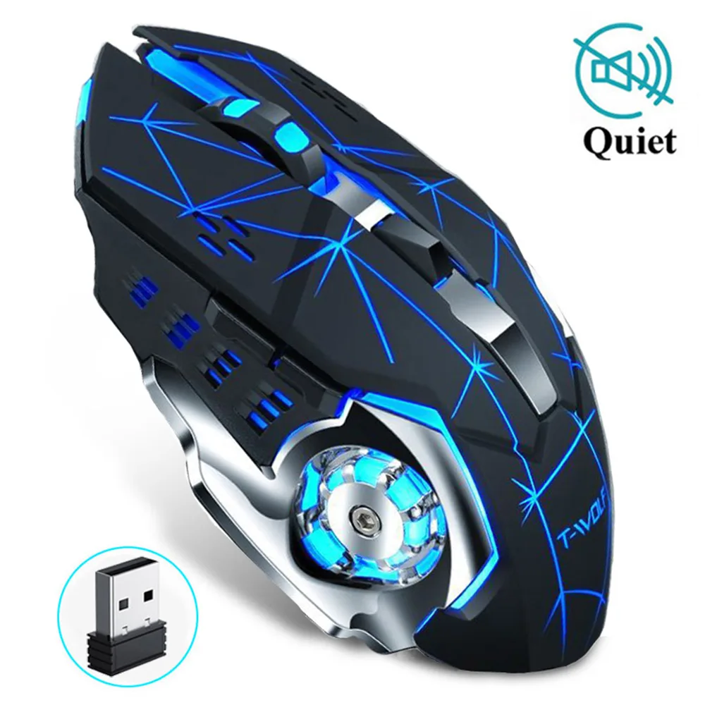 IHDAPP IHDAPP Wireless Silent Gaming Mouse 2.4GHz 2400 DPI Rechargeable 7 Color Backlight Black — product photo
