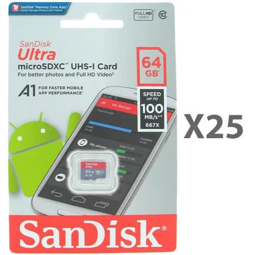 SanDisk SanDisk Ultra microSDXC 64GB Class 10 25-pack — product photo