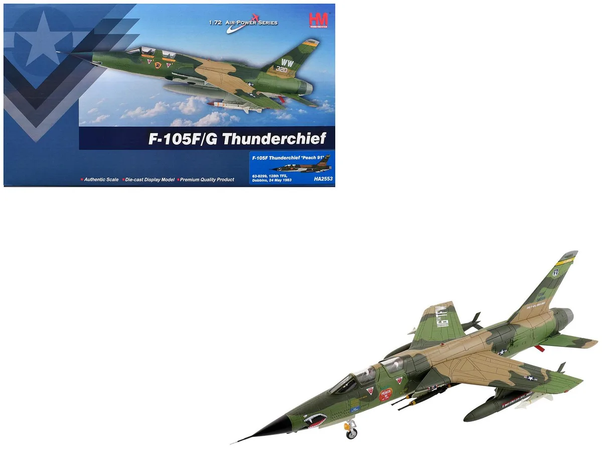 Hobby Master Hobby Master F-105F Thunderchief 1/72 "63-8299, Peach 91, 128th TFS" hobby collectible — product photo