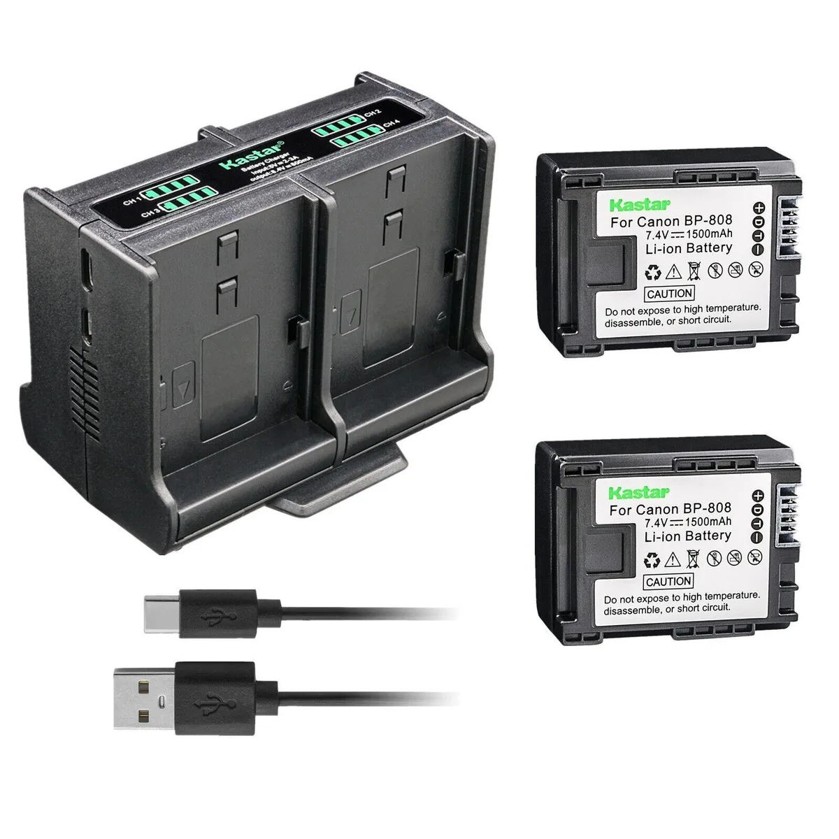 Kastar Kastar BP-808 2-Pack Battery &amp; Quadruple Charger — product photo