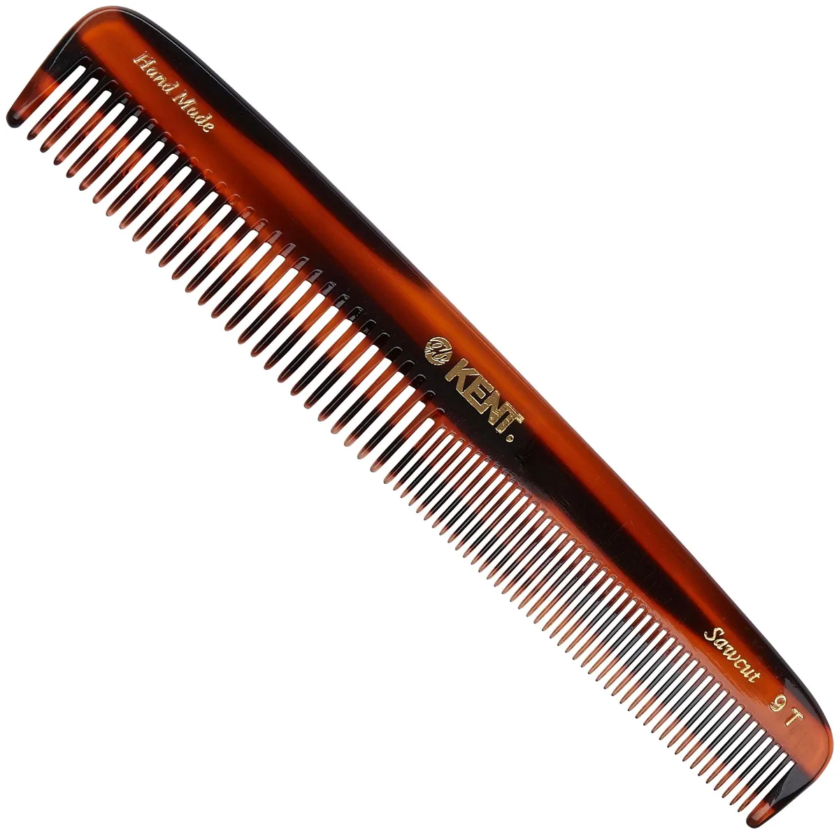Tortoiseshell acetate comb 7.5 inches handmade saw-cut fine and wide teeth