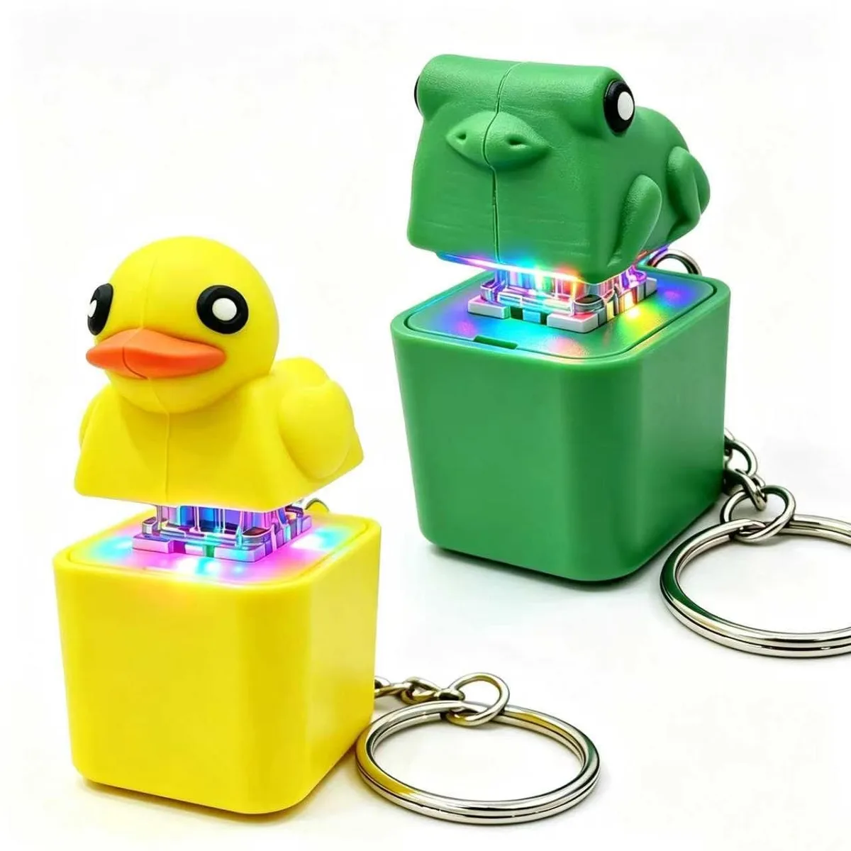 Frog & Duck Fidget Keychain Set with LED Lights, Rechargeable (2 pcs) — product photo