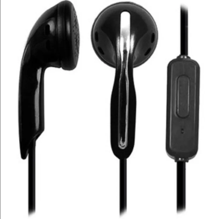 Black wired in-ear earbuds with inline mic and 3.5mm plug