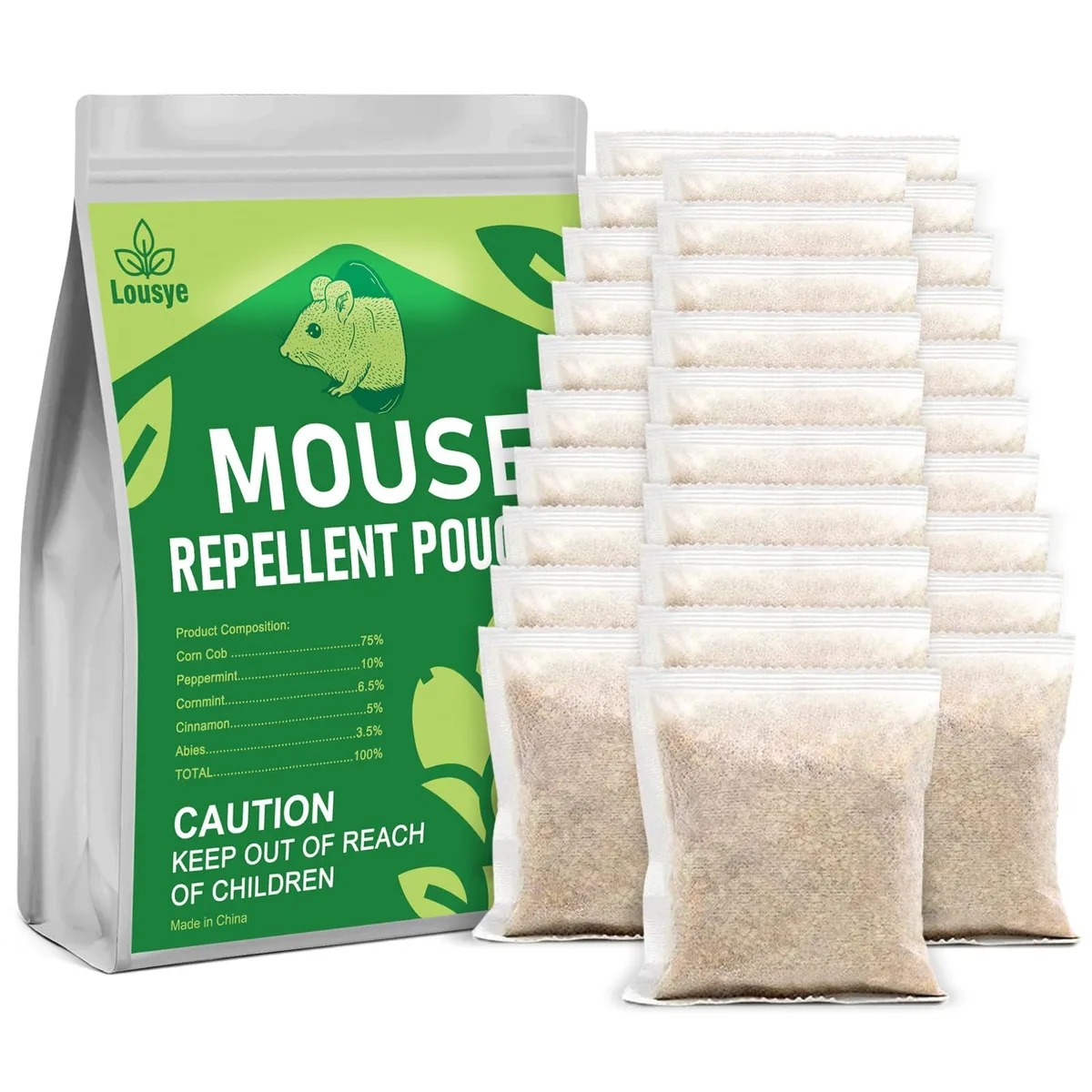 Thirty peppermint-oil rodent-repellent pouches in breathable bags