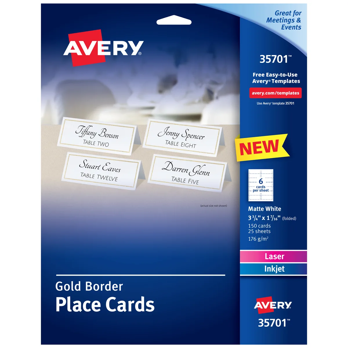 Avery Avery 35701 Tent Cards 150 Pack 3.75" x 1.44" 65 lb — product photo